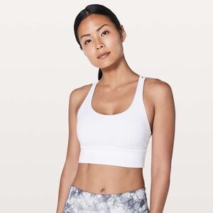Lululemon‎ Women’s Size 4 Longline Energy Bra White Strappy Gym Yoga Sports Bra